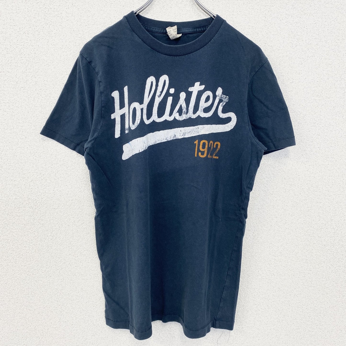古着 used　HOLLISTER ホリスター　90s　半袖プリントTシャツ　クルーネック　シンプルデザイン　ネイビー　Mサイズ