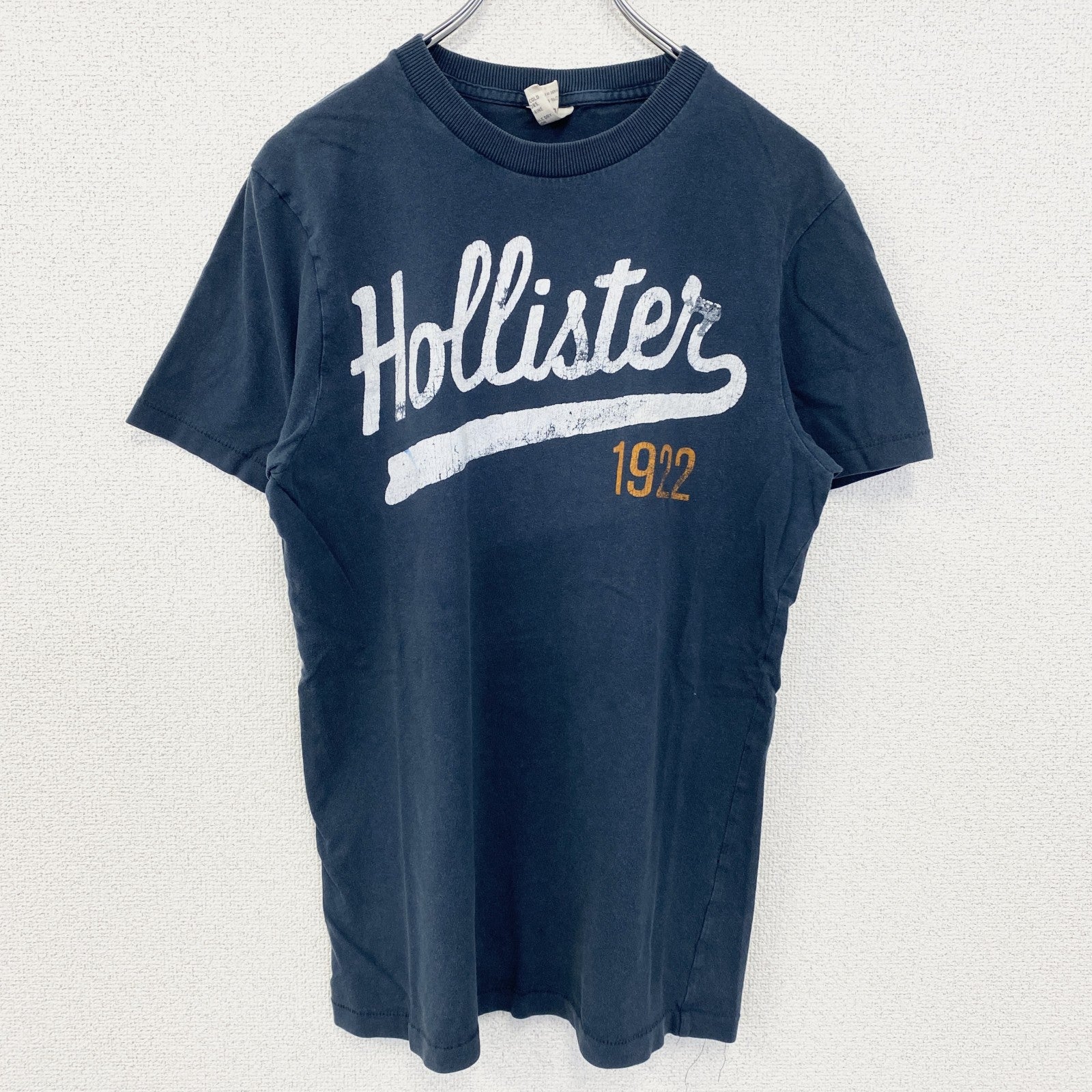 古着 used　HOLLISTER ホリスター　90s　半袖プリントTシャツ　クルーネック　シンプルデザイン　ネイビー　Mサイズ