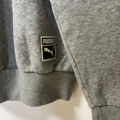 古着 used　PUMA プーマ　長袖ビッグロゴデザインパーカー　スウェットフーディ　グレー　カジュアル　前ポケット　Mサイズ