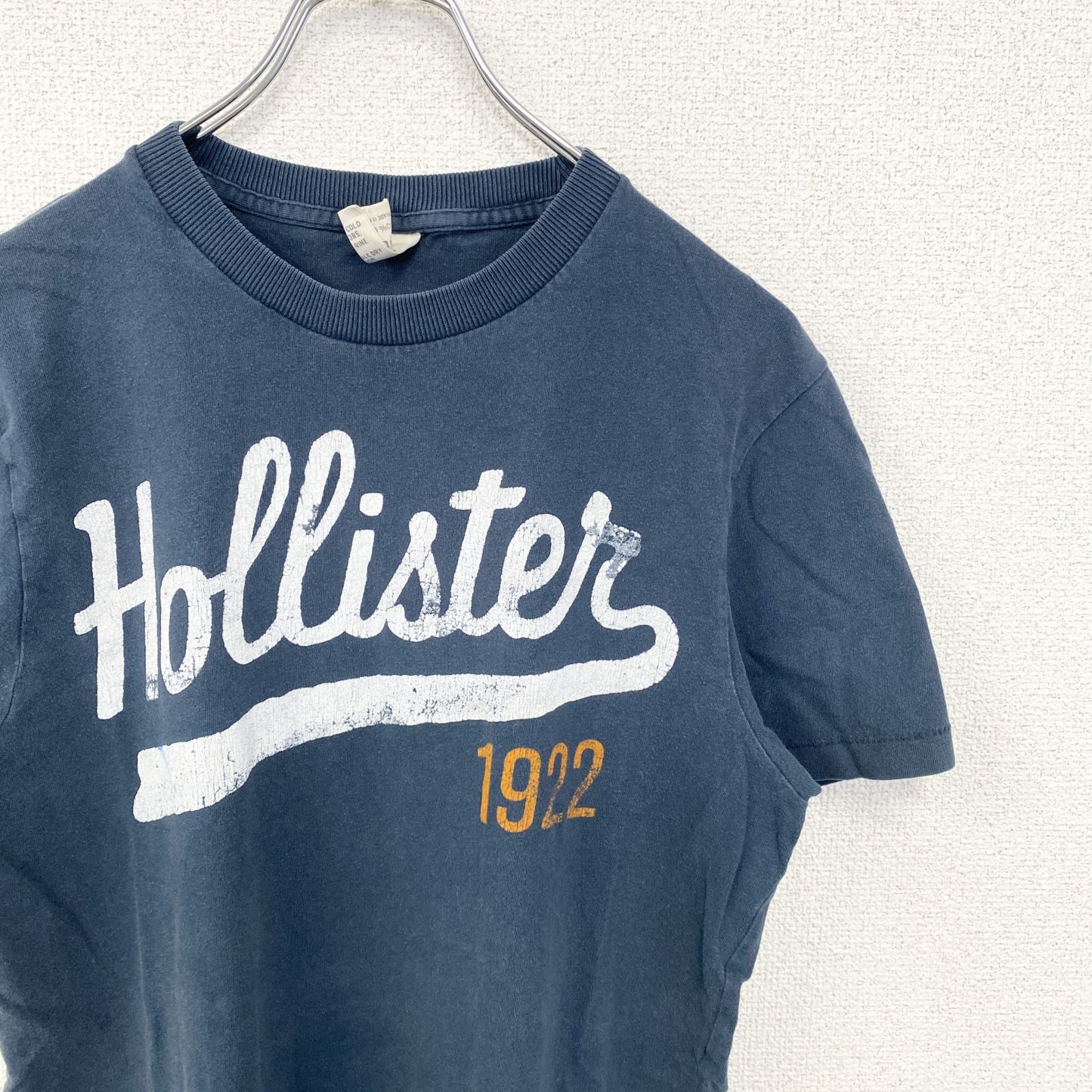 古着 used　HOLLISTER ホリスター　90s　半袖プリントTシャツ　クルーネック　シンプルデザイン　ネイビー　Mサイズ