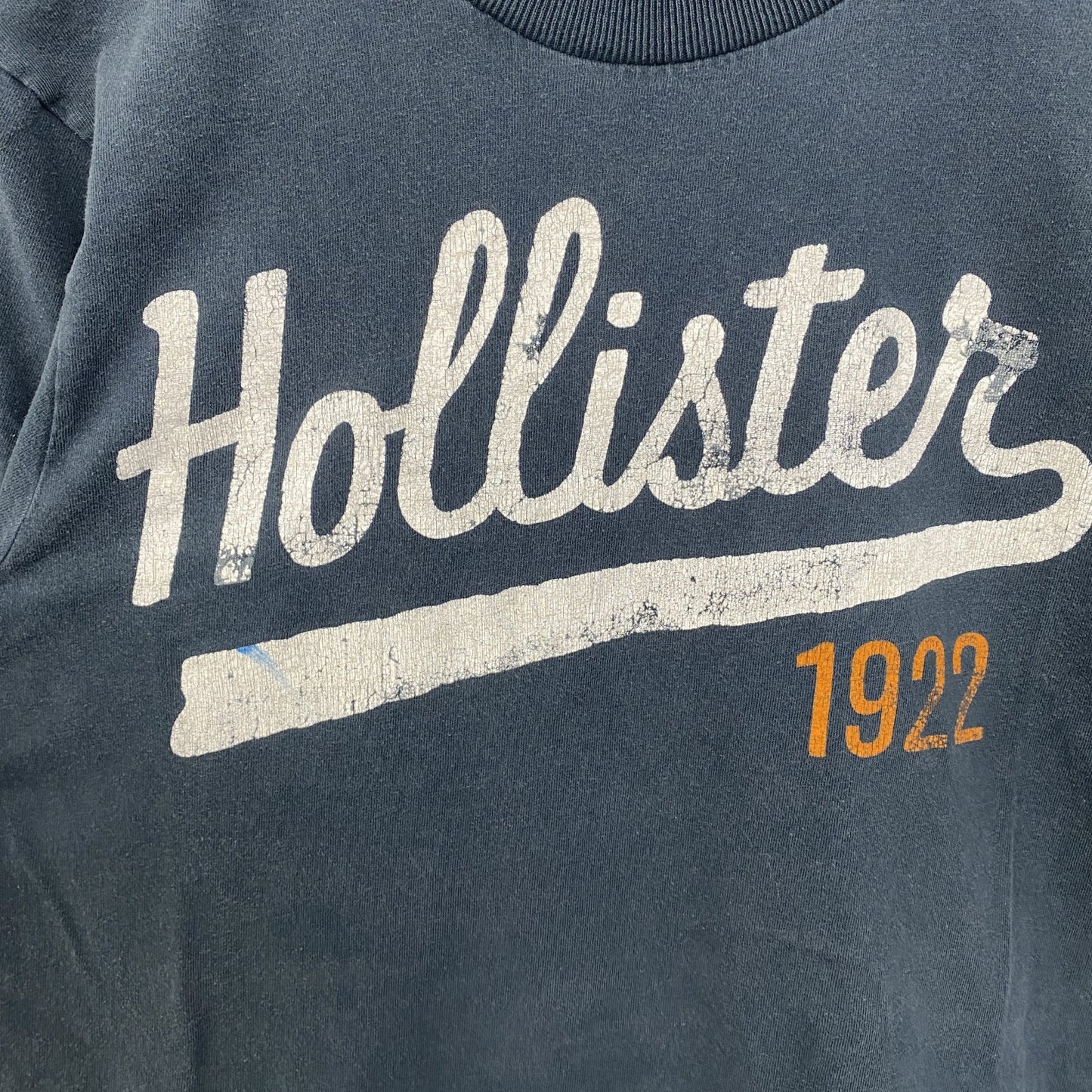 古着 used　HOLLISTER ホリスター　90s　半袖プリントTシャツ　クルーネック　シンプルデザイン　ネイビー　Mサイズ