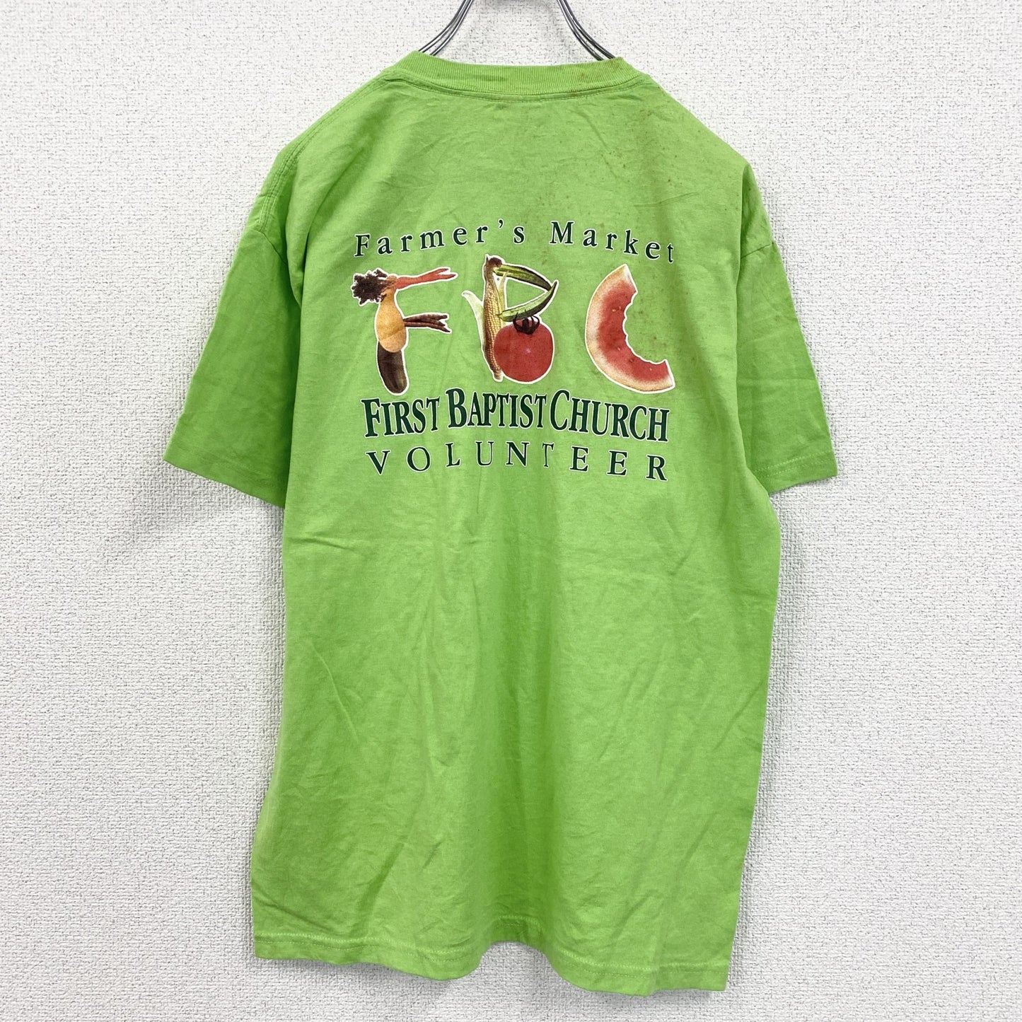 GILDAN　ギルダン　半袖プリントTシャツ　黄緑　ライトグリーン　Mサイズ　古着