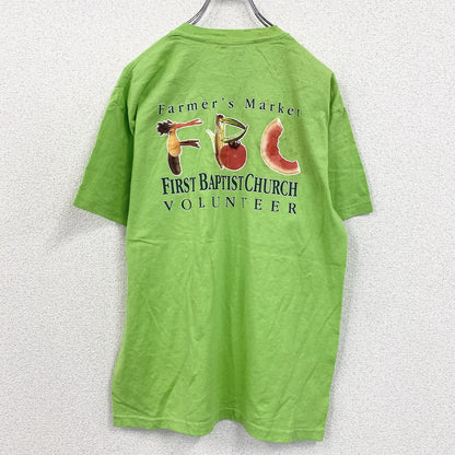 GILDAN　ギルダン　半袖プリントTシャツ　黄緑　ライトグリーン　Mサイズ　古着