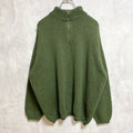 古着 used　WOOLRICH ウールリッチ　長袖ハーフジップニット　セーター　ハイネック　カーキ　ビックシルエット　XLサイズ