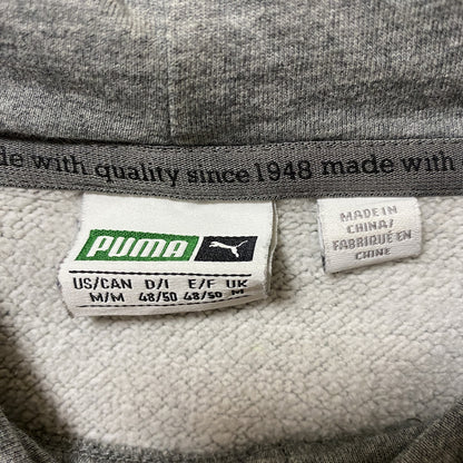 古着 used　PUMA プーマ　長袖ビッグロゴデザインパーカー　スウェットフーディ　グレー　カジュアル　前ポケット　Mサイズ