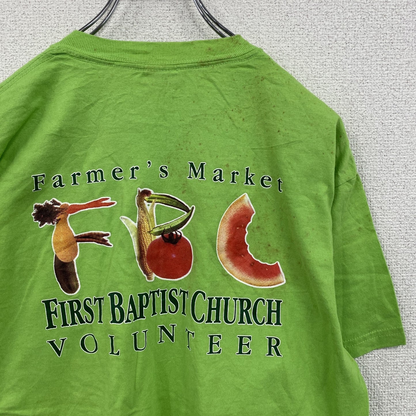 GILDAN　ギルダン　半袖プリントTシャツ　黄緑　ライトグリーン　Mサイズ　古着