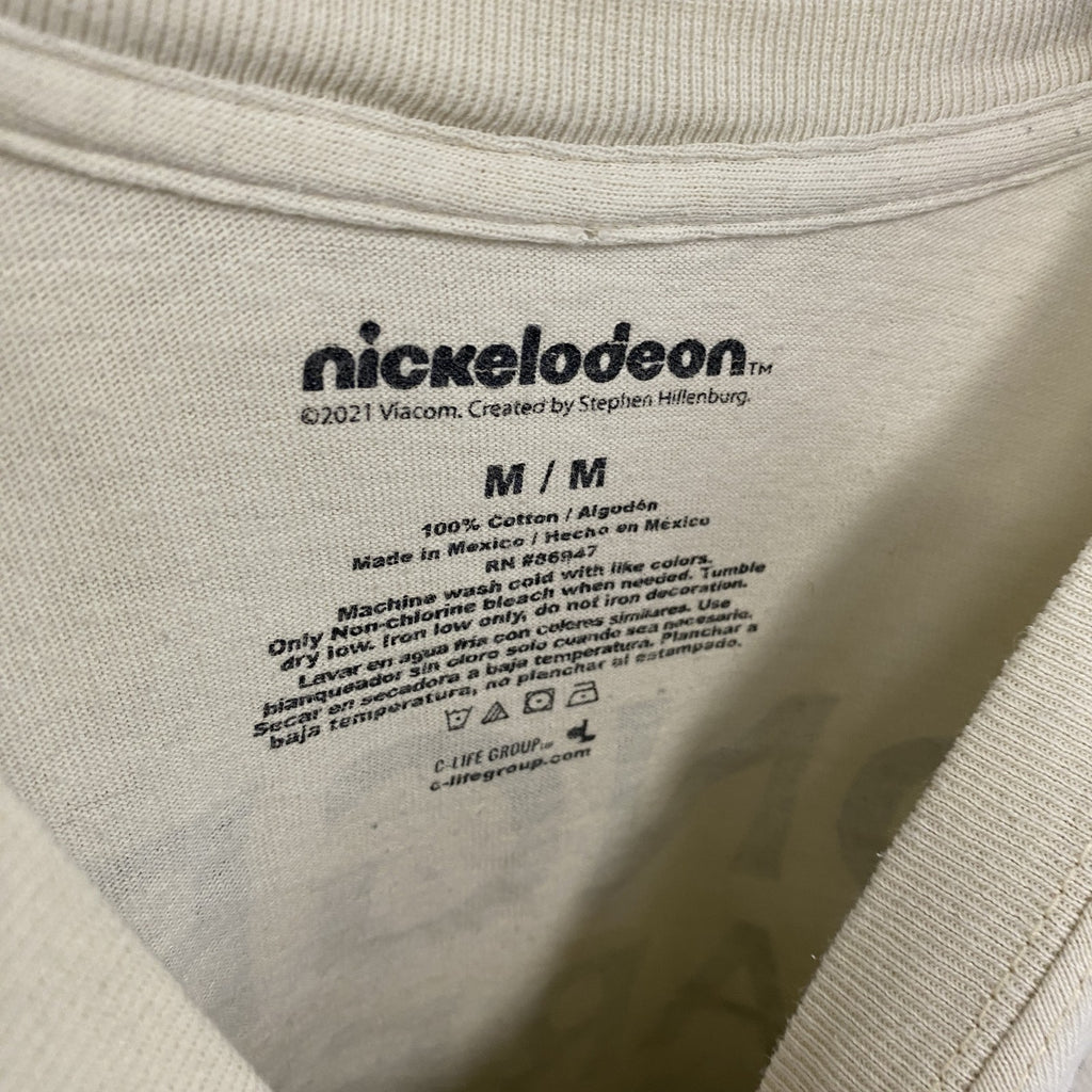 nickeldeon　スポンジボブ　半袖キャラクタープリントTシャツ　カートゥーン　白　ホワイト　Mサイズ