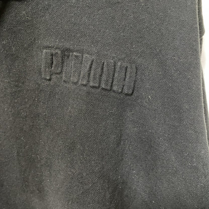 古着 used　PUMA プーマ　長袖ワンポイントロゴデザインパーカー　スウェットフーディ　黒　カジュアル　前ポケット　Mサイズ