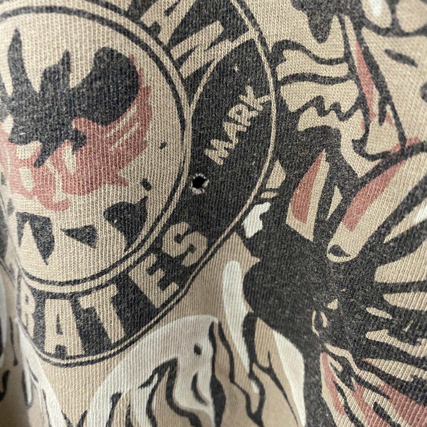 古着 used　長袖総柄プリントTシャツ　ロングスリーブTシャツ　デザインプリント　個性的　Lサイズ