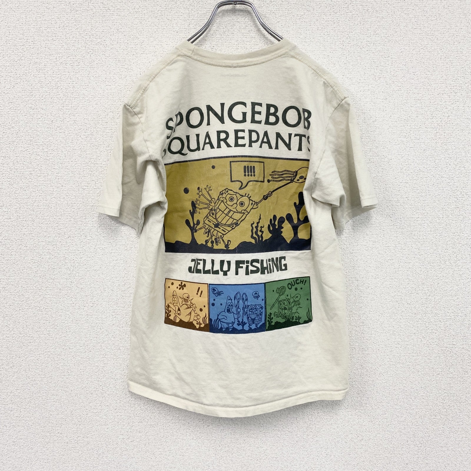 nickeldeon　スポンジボブ　半袖キャラクタープリントTシャツ　カートゥーン　白　ホワイト　Mサイズ
