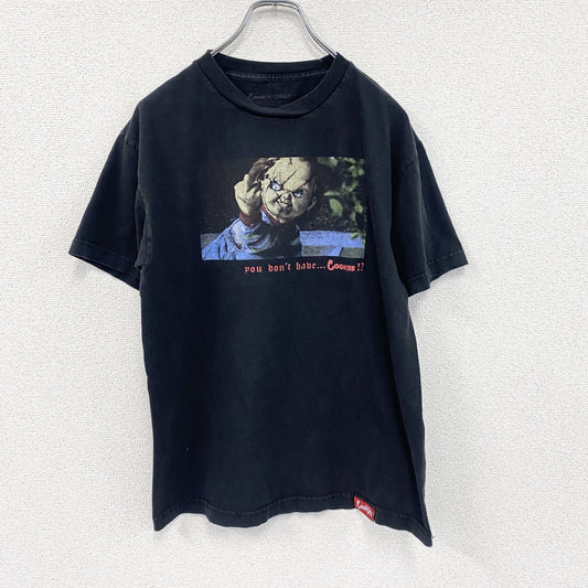チャイルドプレイ　チャッキー　半袖ムービープリントTシャツ　キャラクターT　黒　ブラック　Mサイズ