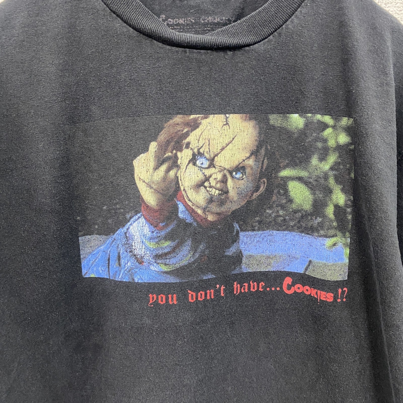 チャイルドプレイ　チャッキー　半袖ムービープリントTシャツ　キャラクターT　黒　ブラック　Mサイズ