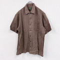 Eddie Bauer　エディーバウアー　半袖リネンシャツ/ボタンシャツ　茶色　ブラウン　Mサイズ