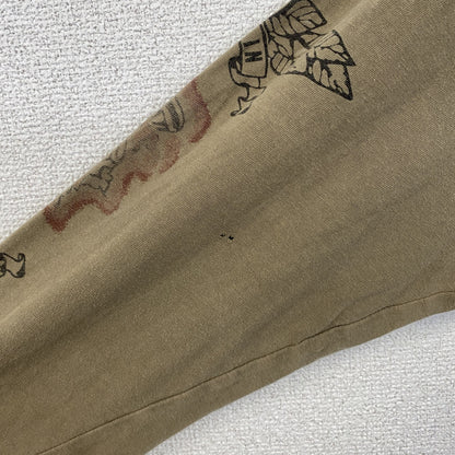 古着 used　長袖総柄プリントTシャツ　ロングスリーブTシャツ　デザインプリント　個性的　Lサイズ