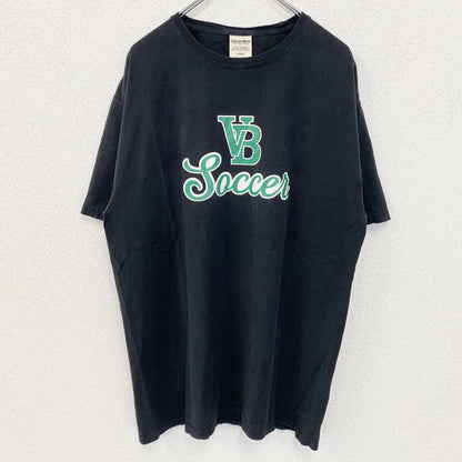 古着 used　COMFORTWASH　半袖プリントTシャツ　VB　SOCCER　サッカー　シンプルデザイン　黒　Lサイズ