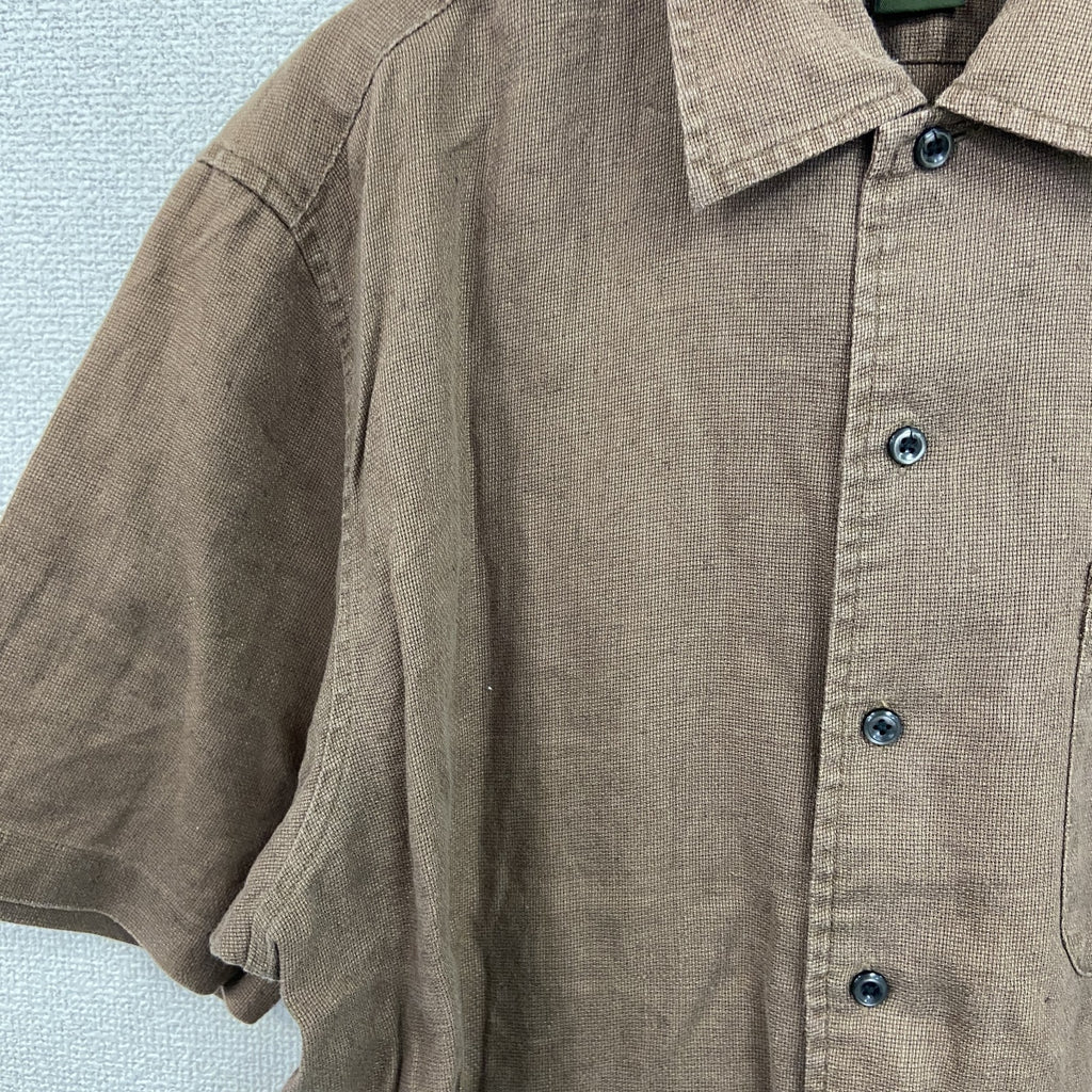 Eddie Bauer　エディーバウアー　半袖リネンシャツ/ボタンシャツ　茶色　ブラウン　Mサイズ