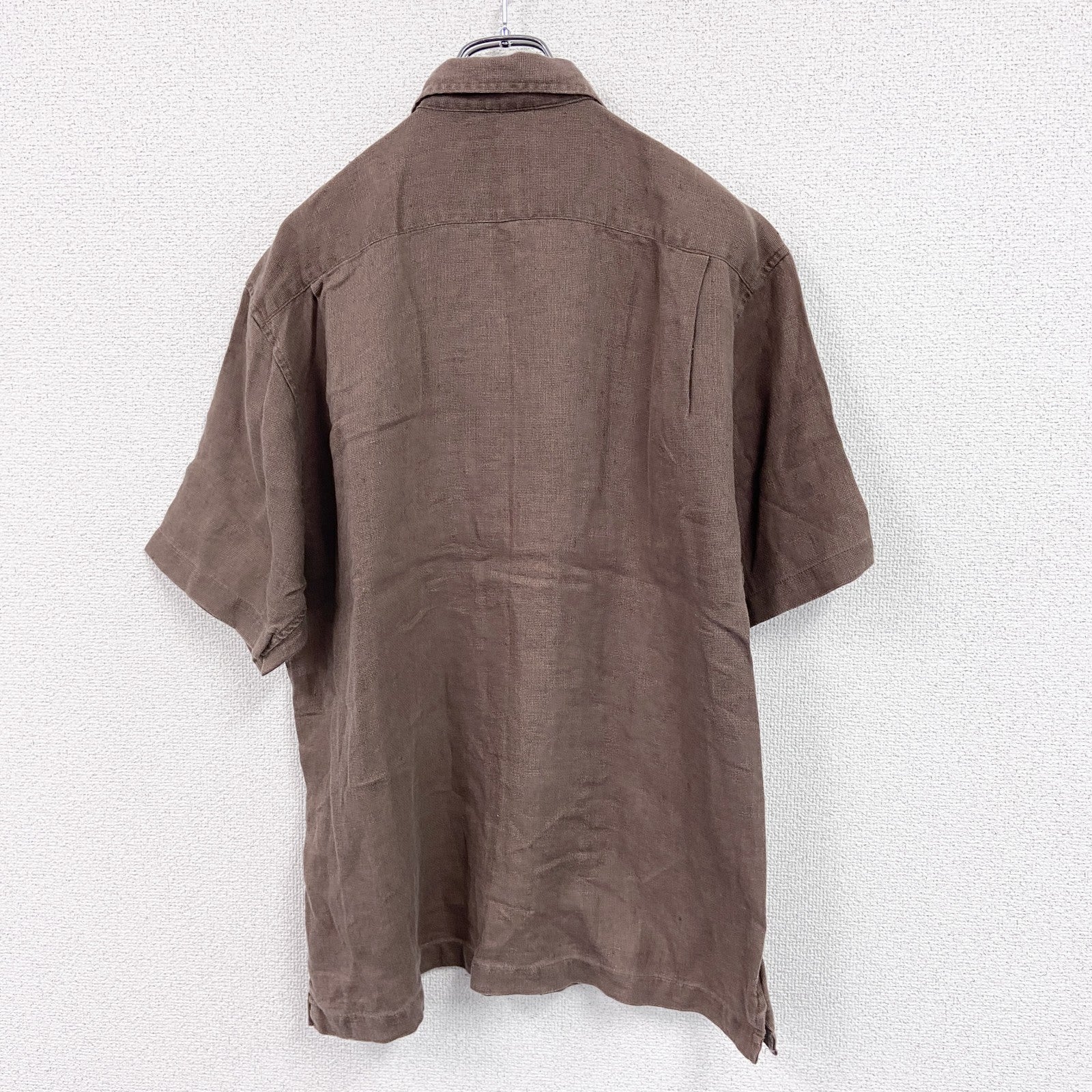 Eddie Bauer　エディーバウアー　半袖リネンシャツ/ボタンシャツ　茶色　ブラウン　Mサイズ