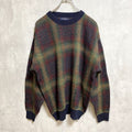 古着 used　VAN　HEUSEN ヴァンヒューゼン　メキシコ製　長袖チェックニット　セーター　クルーネック　Mサイズ