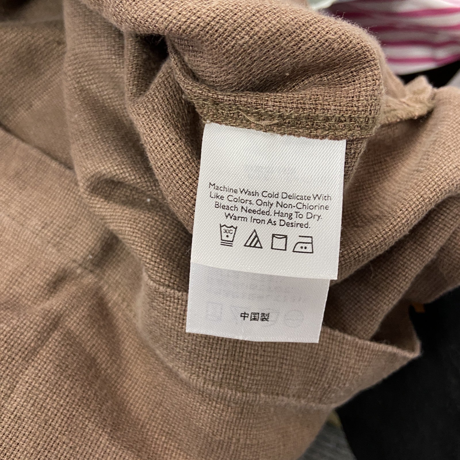 Eddie Bauer　エディーバウアー　半袖リネンシャツ/ボタンシャツ　茶色　ブラウン　Mサイズ