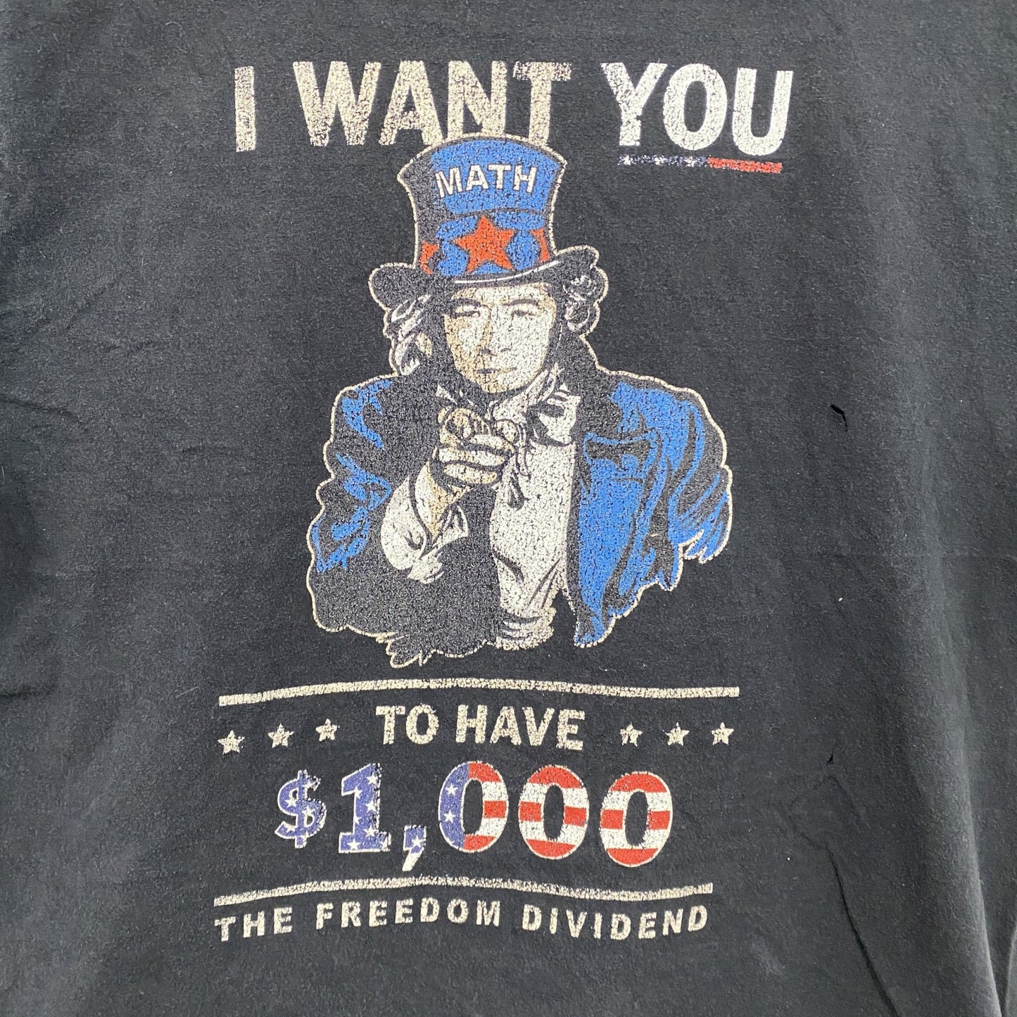 PORT&COMPANY　半袖プリントパロディTシャツ　アンクルサム　I want you　星条旗　黒　ブラック　Sサイズ