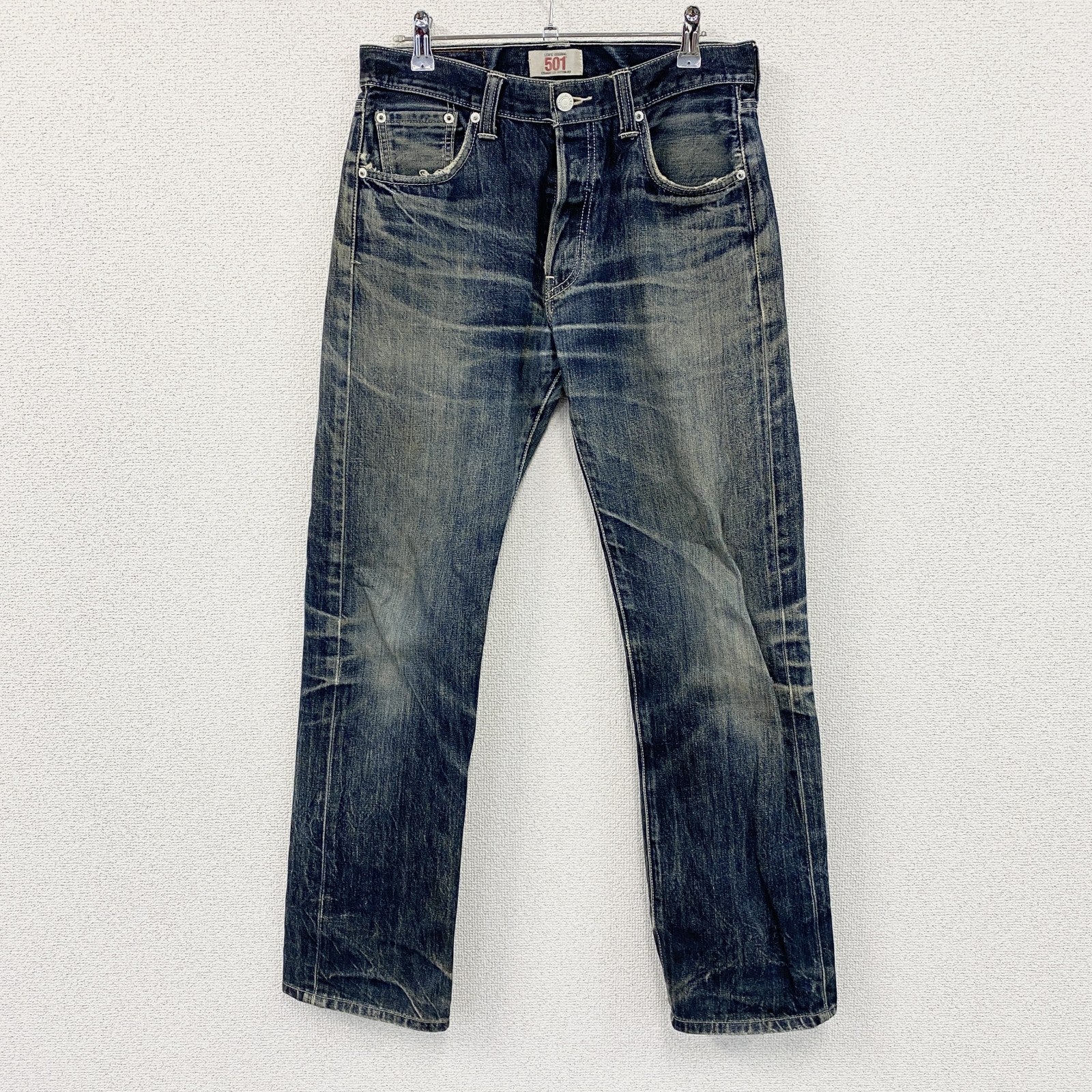 Levi’s　リーバイス　501　デニムパンツ/ジーンズ　フラップポケット　ボタンフライ　縦落ち　鬼ヒゲ　インディゴ　W30サイズ