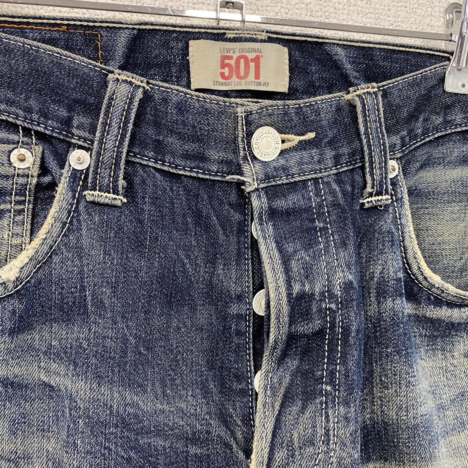 Levi’s　リーバイス　501　デニムパンツ/ジーンズ　フラップポケット　ボタンフライ　縦落ち　鬼ヒゲ　インディゴ　W30サイズ