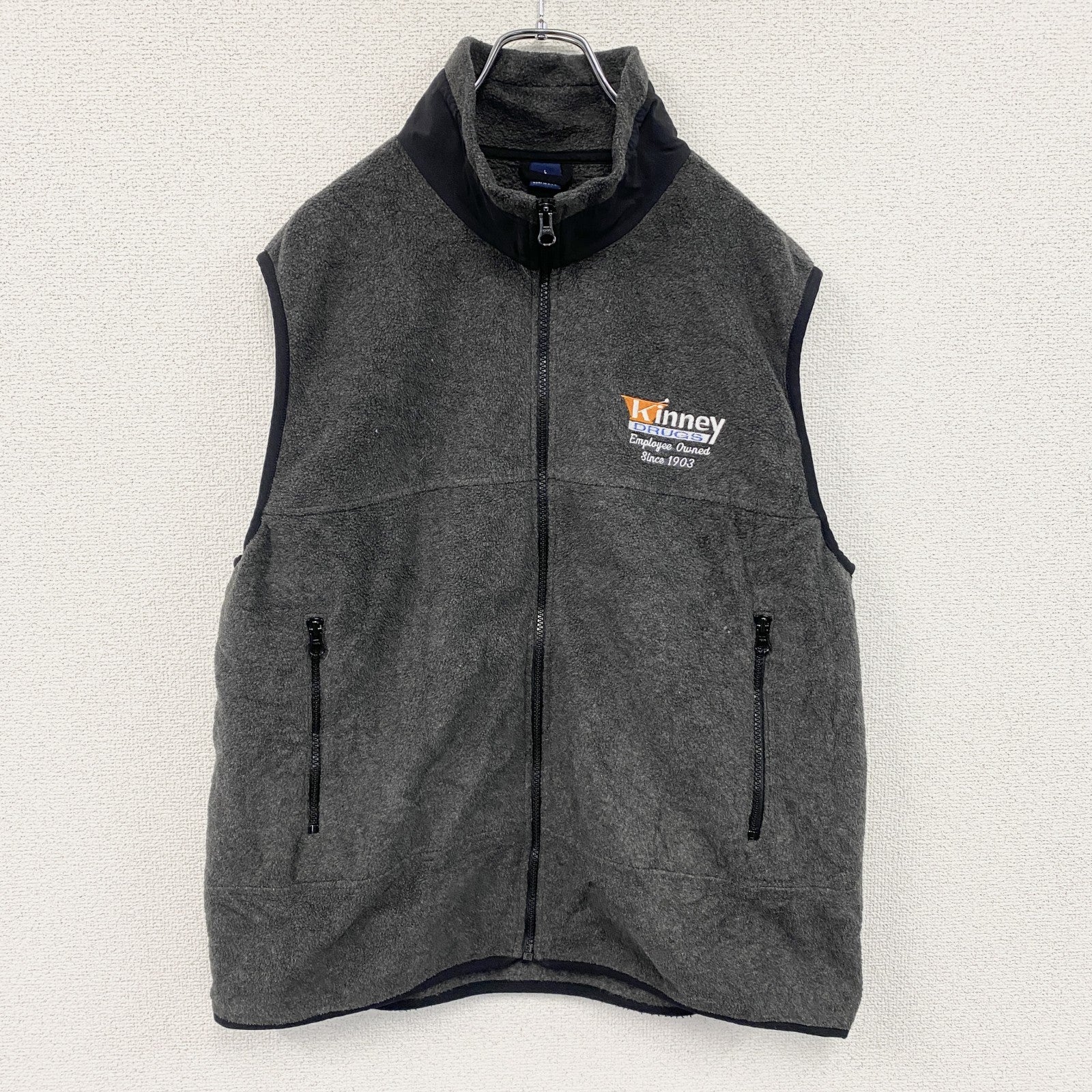 LAND’S END　ランズエンド　フルジップフリースベスト　灰色　グレー　Lサイズ