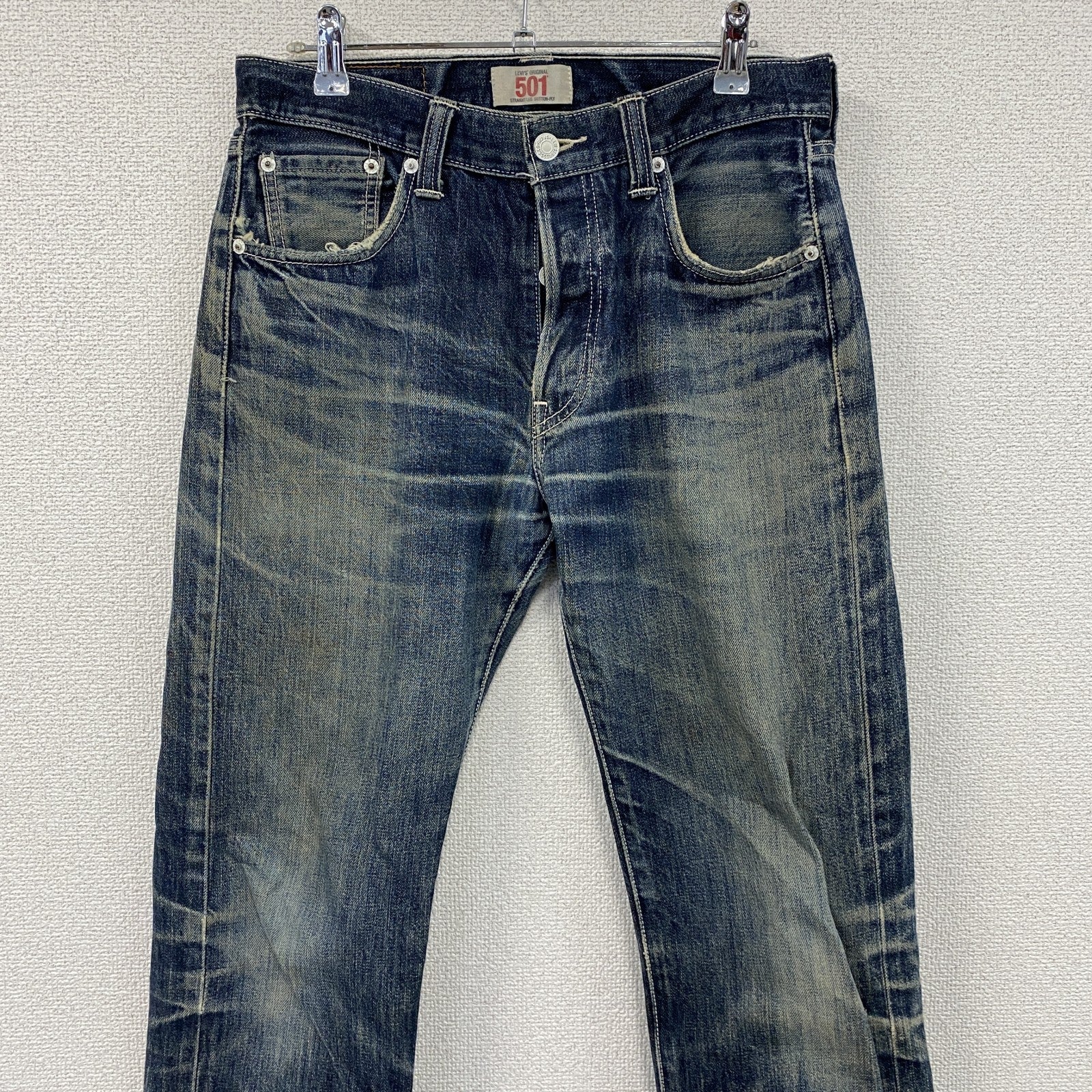 Levi’s　リーバイス　501　デニムパンツ/ジーンズ　フラップポケット　ボタンフライ　縦落ち　鬼ヒゲ　インディゴ　W30サイズ