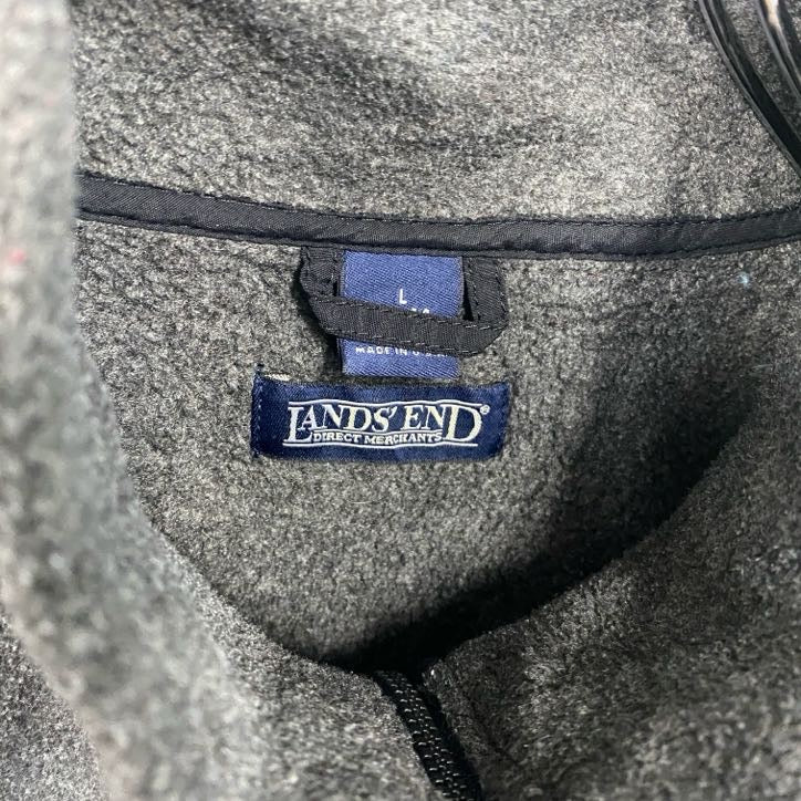 LAND’S END　ランズエンド　フルジップフリースベスト　灰色　グレー　Lサイズ