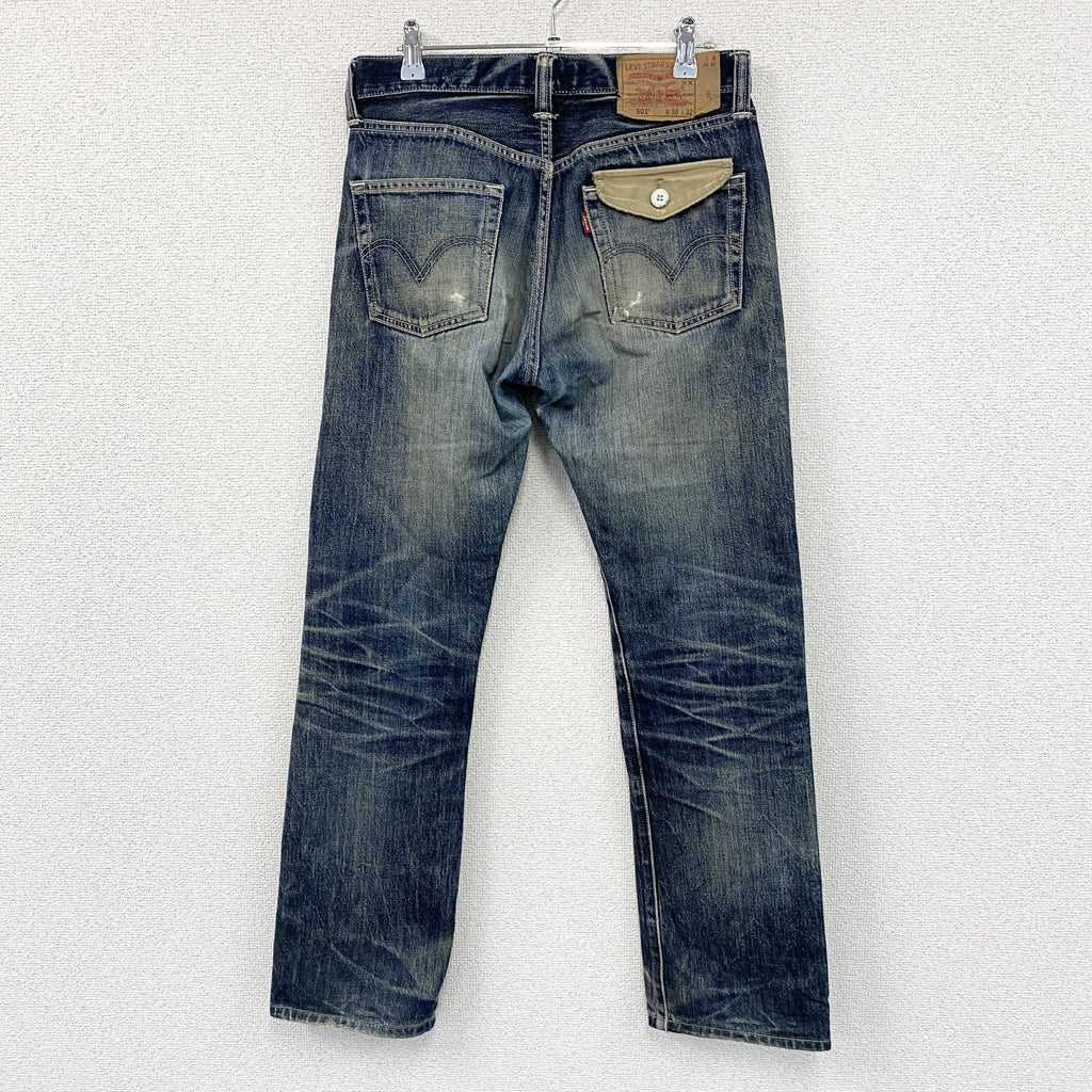 Levi’s　リーバイス　501　デニムパンツ/ジーンズ　フラップポケット　ボタンフライ　縦落ち　鬼ヒゲ　インディゴ　W30サイズ