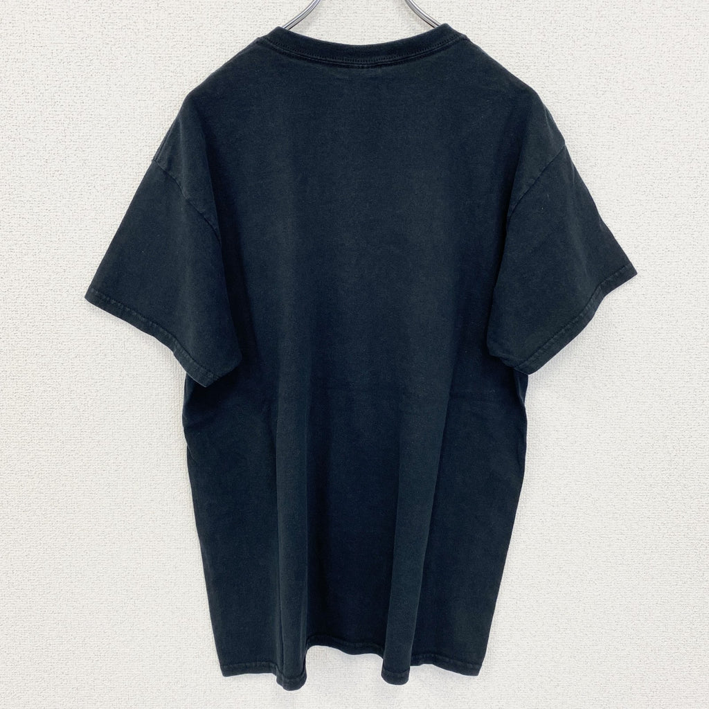 古着 used　GLDAN ギルダン　半袖グラフィックプリントTシャツ　クルーネック　黒　ブラック　Lサイズ