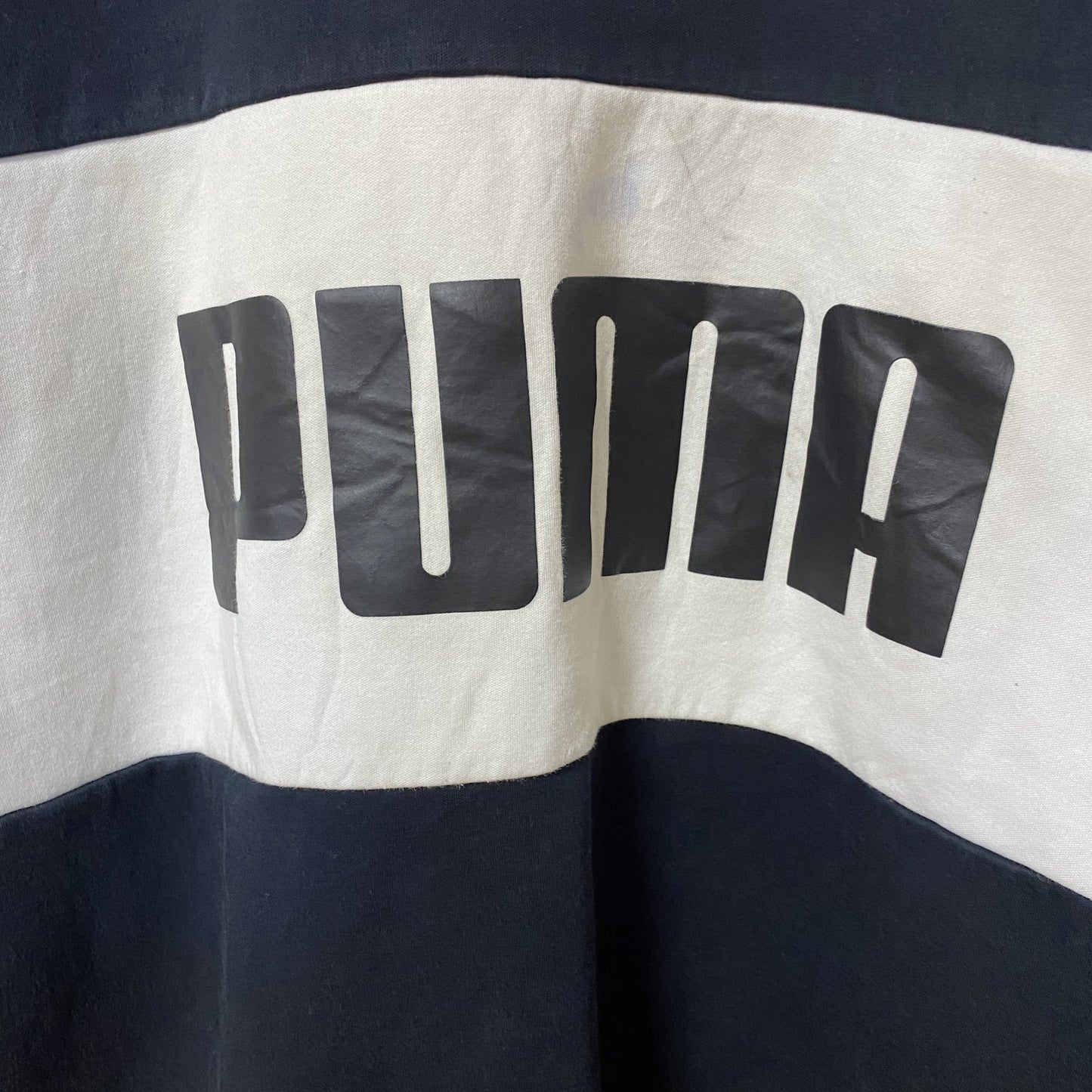PUMA　プーマ　スウェット/トレーナー　デカロゴ　スポーツ　クルーネック　バイカラー　黒　ブラック　Mサイズ