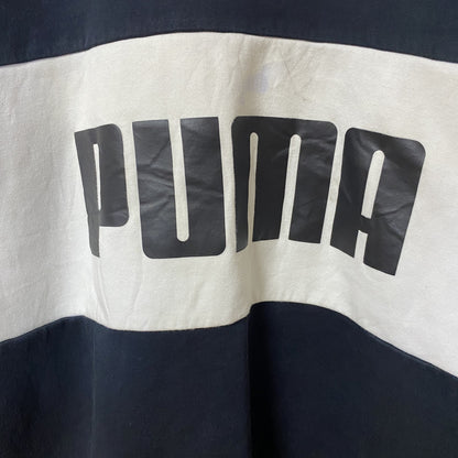 PUMA　プーマ　スウェット/トレーナー　デカロゴ　スポーツ　クルーネック　バイカラー　黒　ブラック　Mサイズ