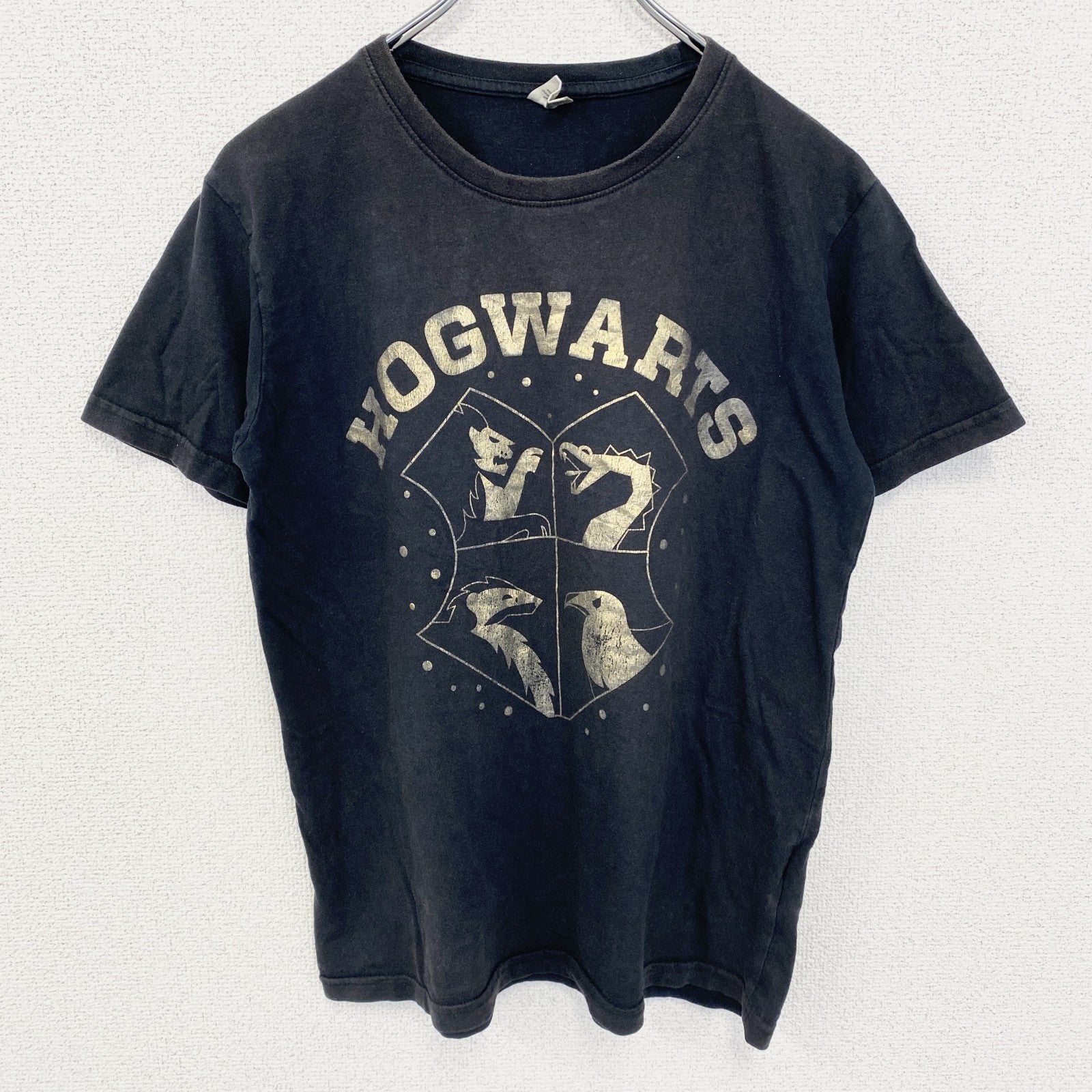 古着 used　Harry Potter ハリーポッター　半袖プリントTシャツ　HOGWARTS ホグワーツ　黒　ブラック