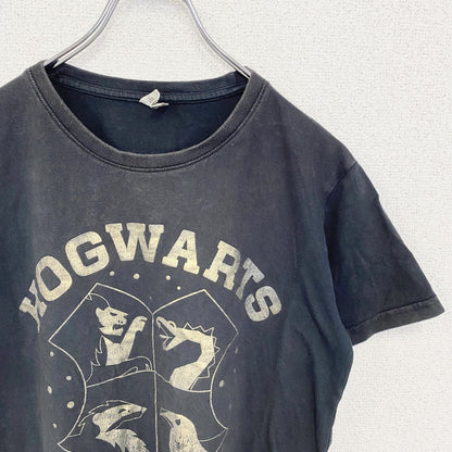古着 used　Harry Potter ハリーポッター　半袖プリントTシャツ　HOGWARTS ホグワーツ　黒　ブラック