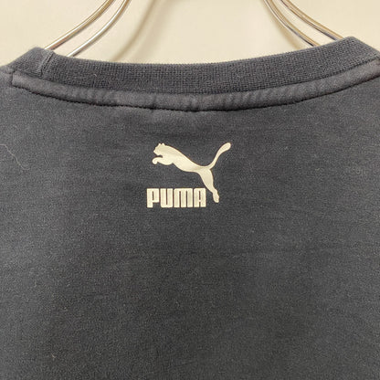 PUMA　プーマ　スウェット/トレーナー　デカロゴ　スポーツ　クルーネック　バイカラー　黒　ブラック　Mサイズ