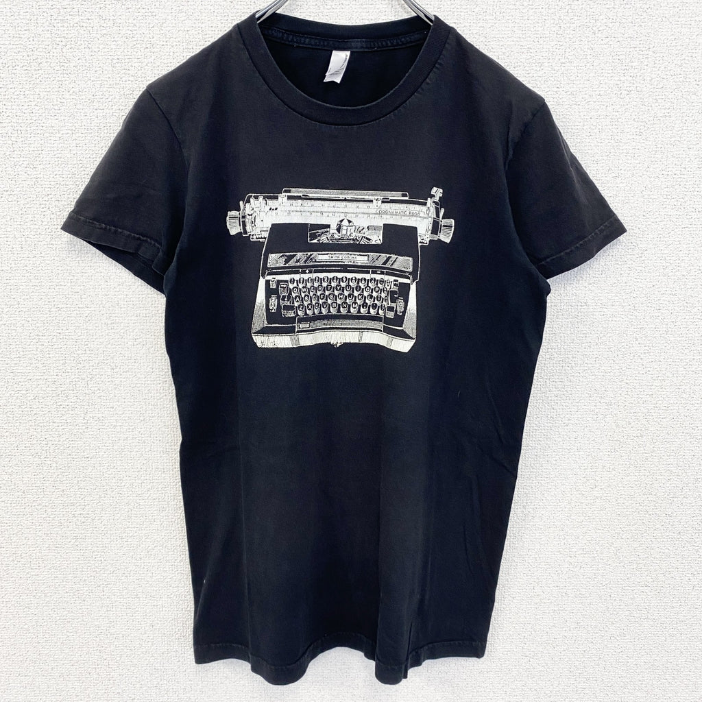 古着 used　アメリカンアパレル　半袖デザインプリントTシャツ　タイプライター　黒　ブラック　クルーネック