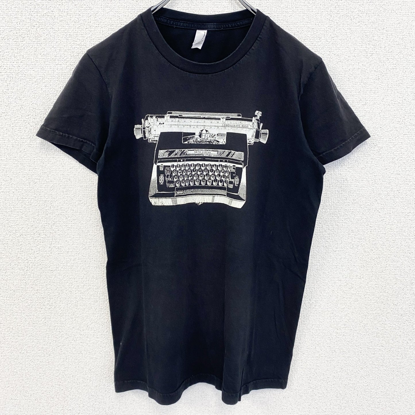 古着 used　アメリカンアパレル　半袖デザインプリントTシャツ　タイプライター　黒　ブラック　クルーネック