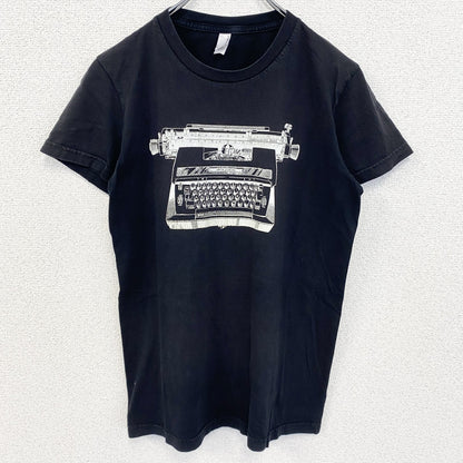 古着 used　アメリカンアパレル　半袖デザインプリントTシャツ　タイプライター　黒　ブラック　クルーネック