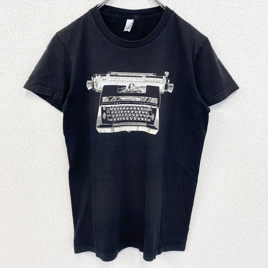 古着 used　アメリカンアパレル　半袖デザインプリントTシャツ　タイプライター　黒　ブラック　クルーネック