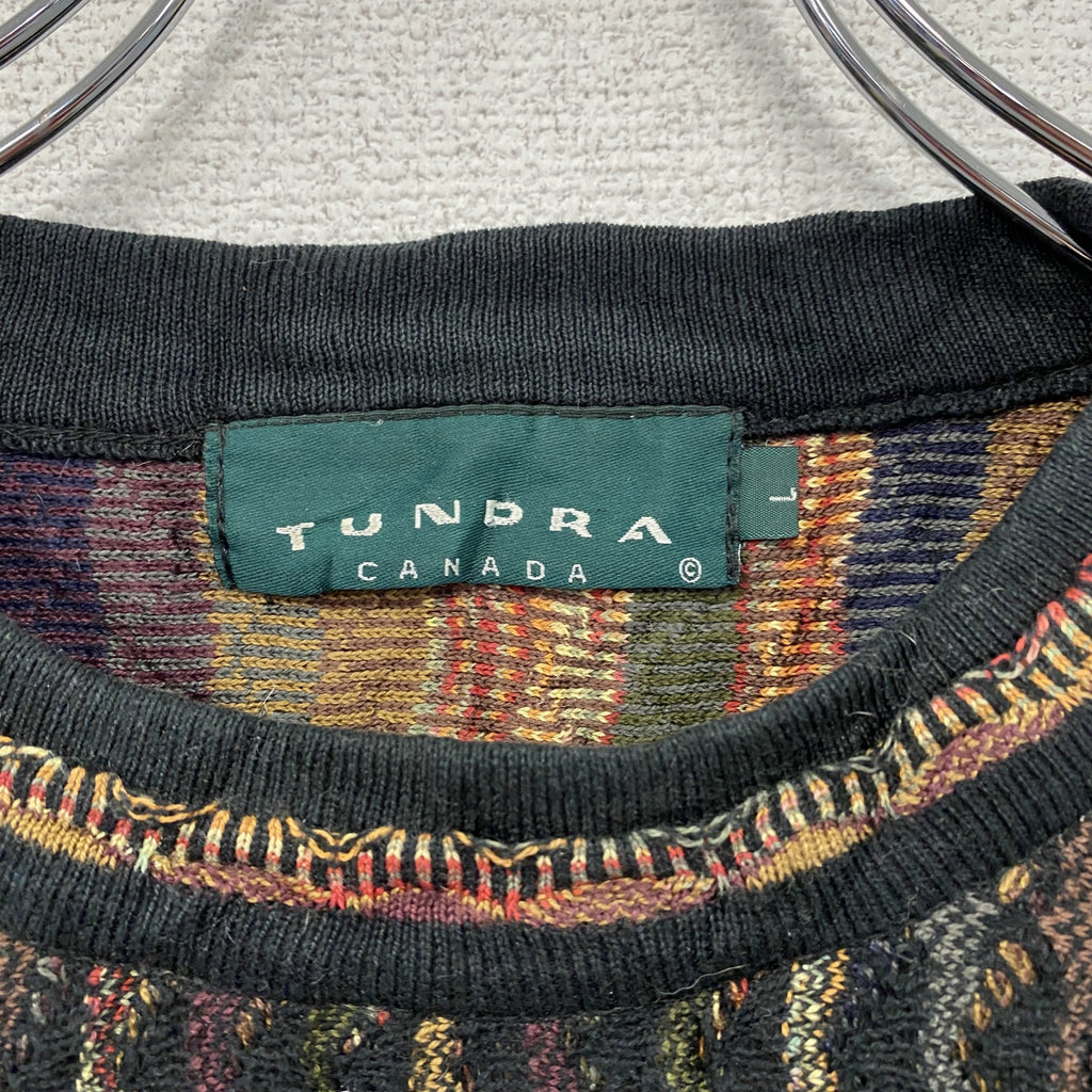 ～00s　TUNDRA　COOGI風コットンニットセーター　3Dニット　ヴィンテージ　総柄　マルチカラー　Lサイズ