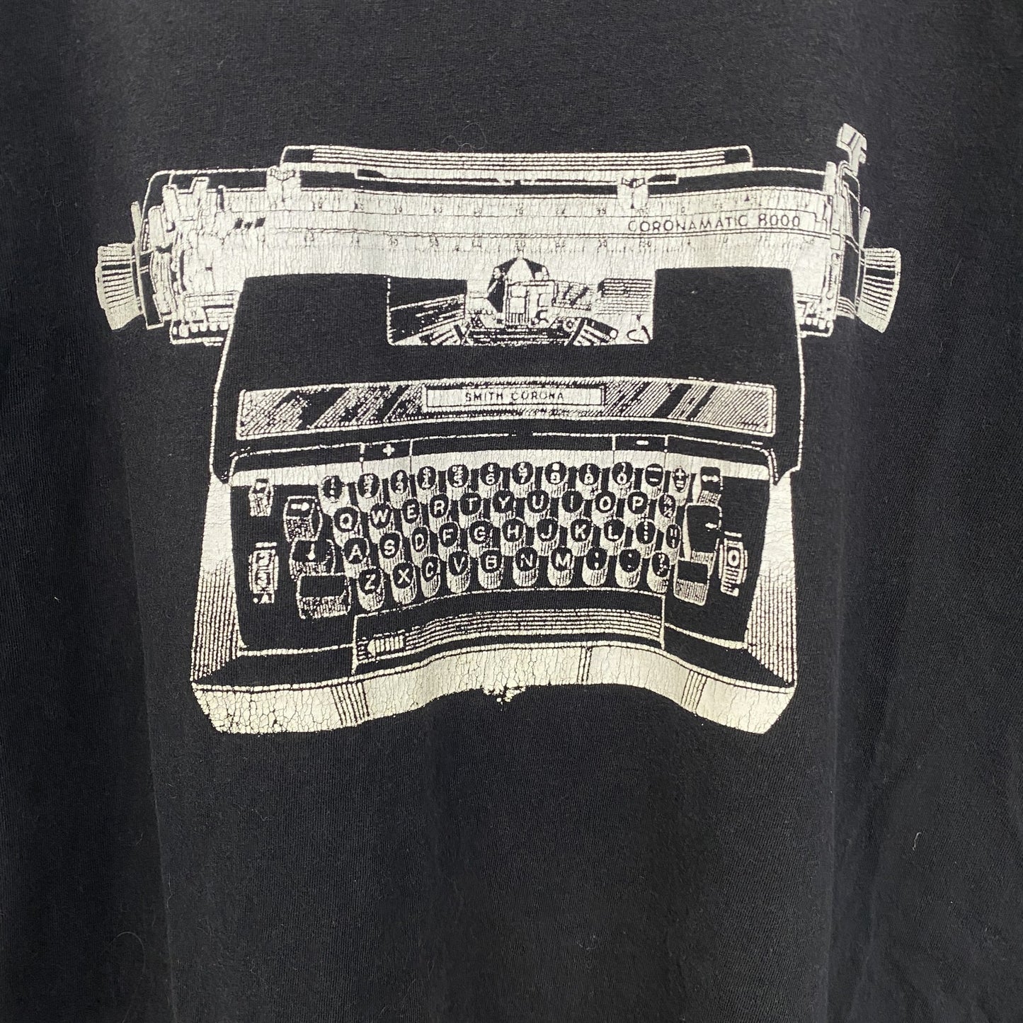 古着 used　アメリカンアパレル　半袖デザインプリントTシャツ　タイプライター　黒　ブラック　クルーネック