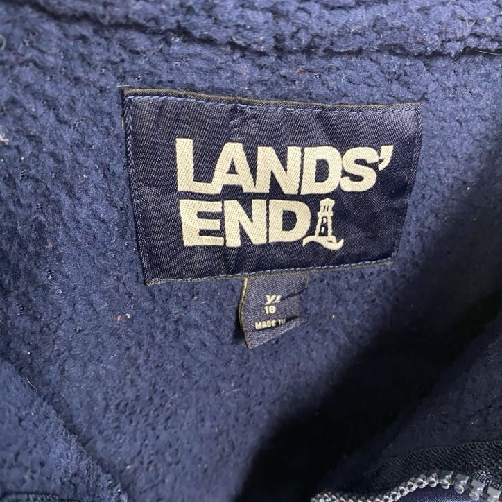 LAND’S END　ランズエンド　フルジップフリースジャケット/ボアジャケット　紺　ネイビー　XLサイズ