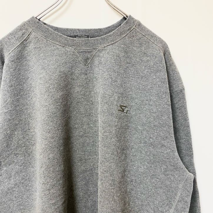古着 used　STARTER　スターター　長袖ワンポイント刺繍スウェット　トレーナー　グレー　ビッグシルエット　XLサイズ