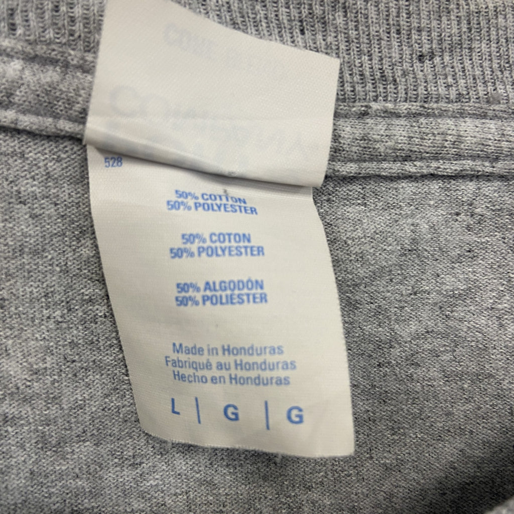 PORT&COMPANY　半袖プリントTシャツ　ポケT　企業T　ICBS　灰色　グレー　Lサイズ