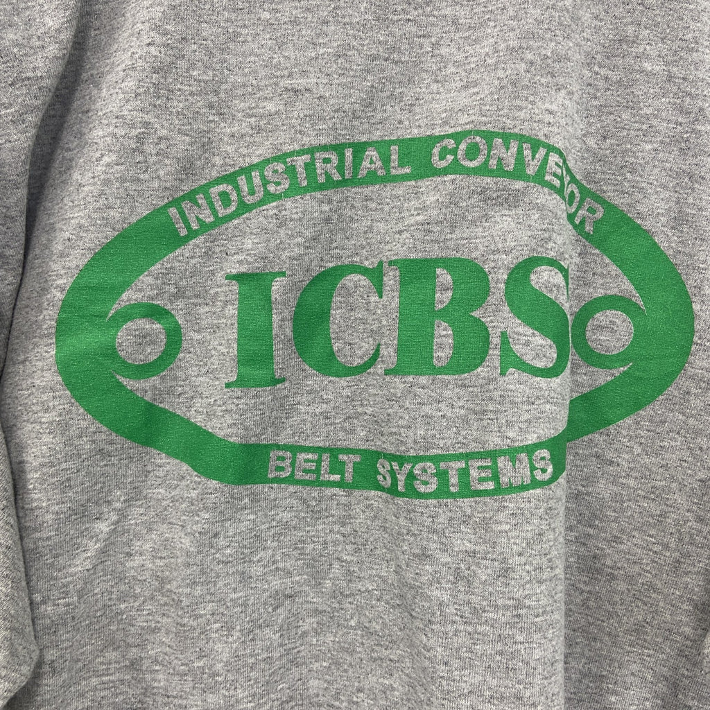 PORT&COMPANY　半袖プリントTシャツ　ポケT　企業T　ICBS　灰色　グレー　Lサイズ