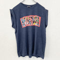古着 used　MARVEL マーベル　半袖オリジナルプリントTシャツ　カジュアルデザイン　ネイビー　クルーネック　Mサイズ