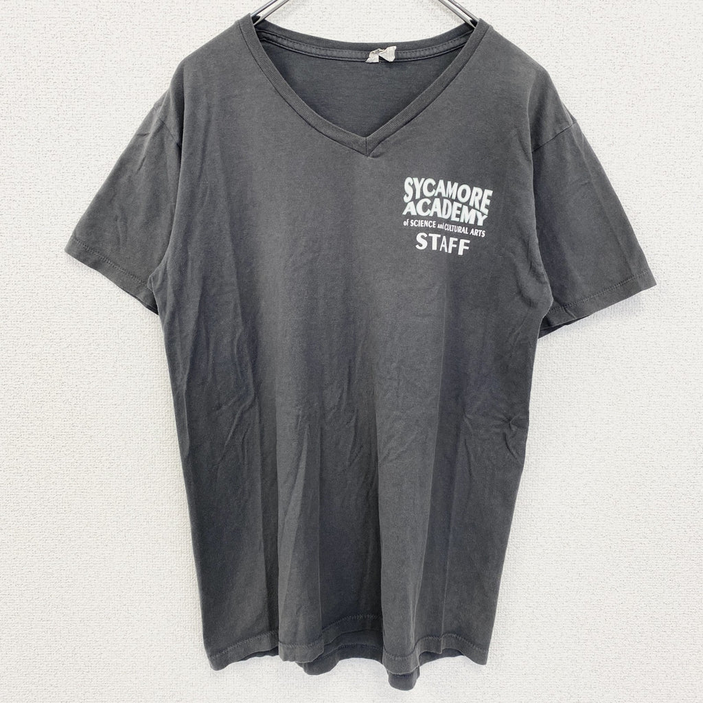 古着 used　ALSTYlE　アルスタイル　半袖VネッTシャツ　バックプリント　ワンポイント　黒　ブラック　Mサイズ