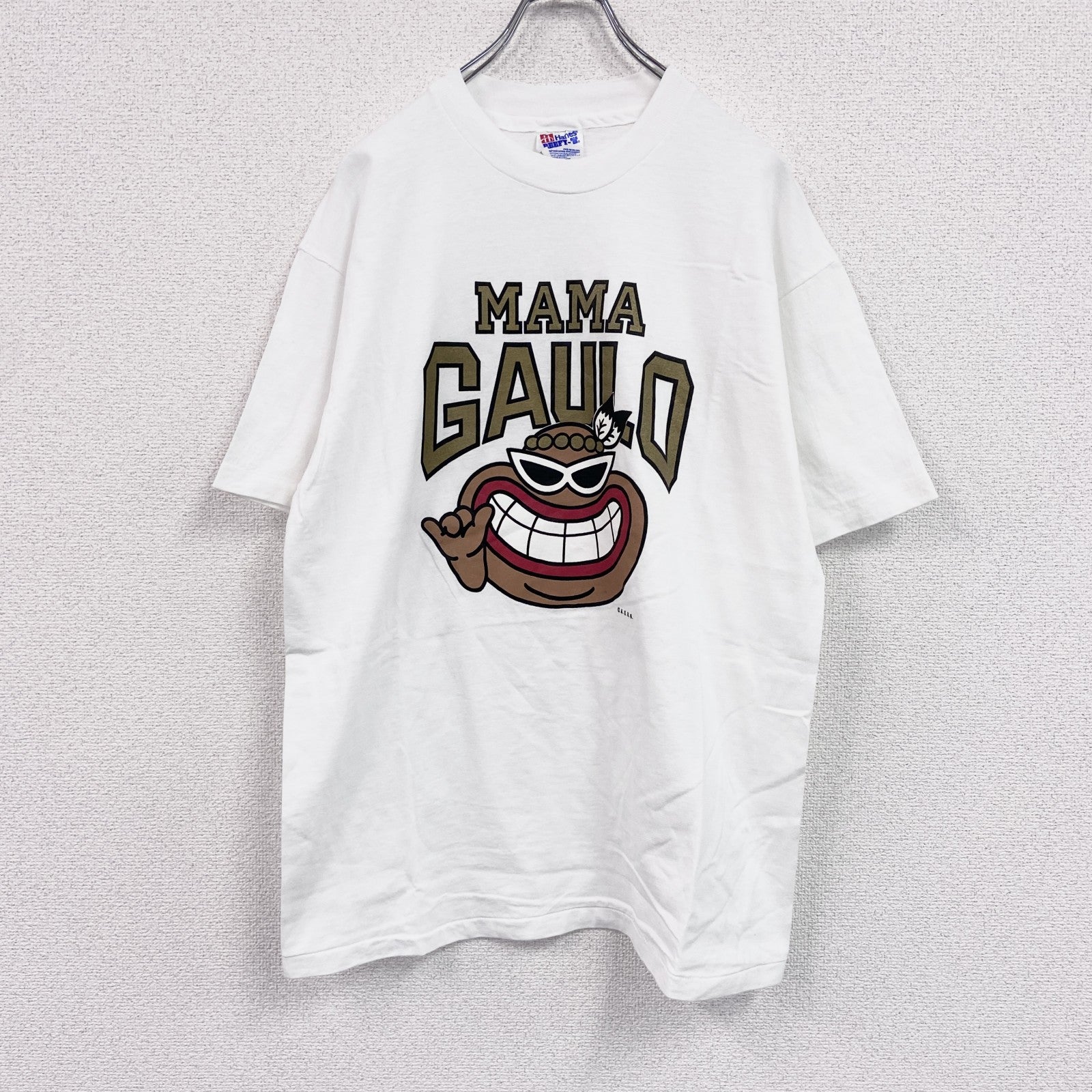 90s　Hanes　ヘインズ　半袖プリントTシャツ　ヴィンテージ　シングルステッチ　白　ホワイト　Lサイズ