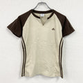 adidas　アディダス　半袖プリントTシャツ　茶色　ブラウン　ライトベージュ　バイカラー　Lサイズ